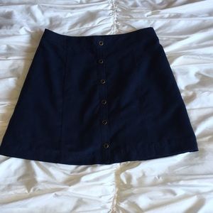 Navy button up skirt